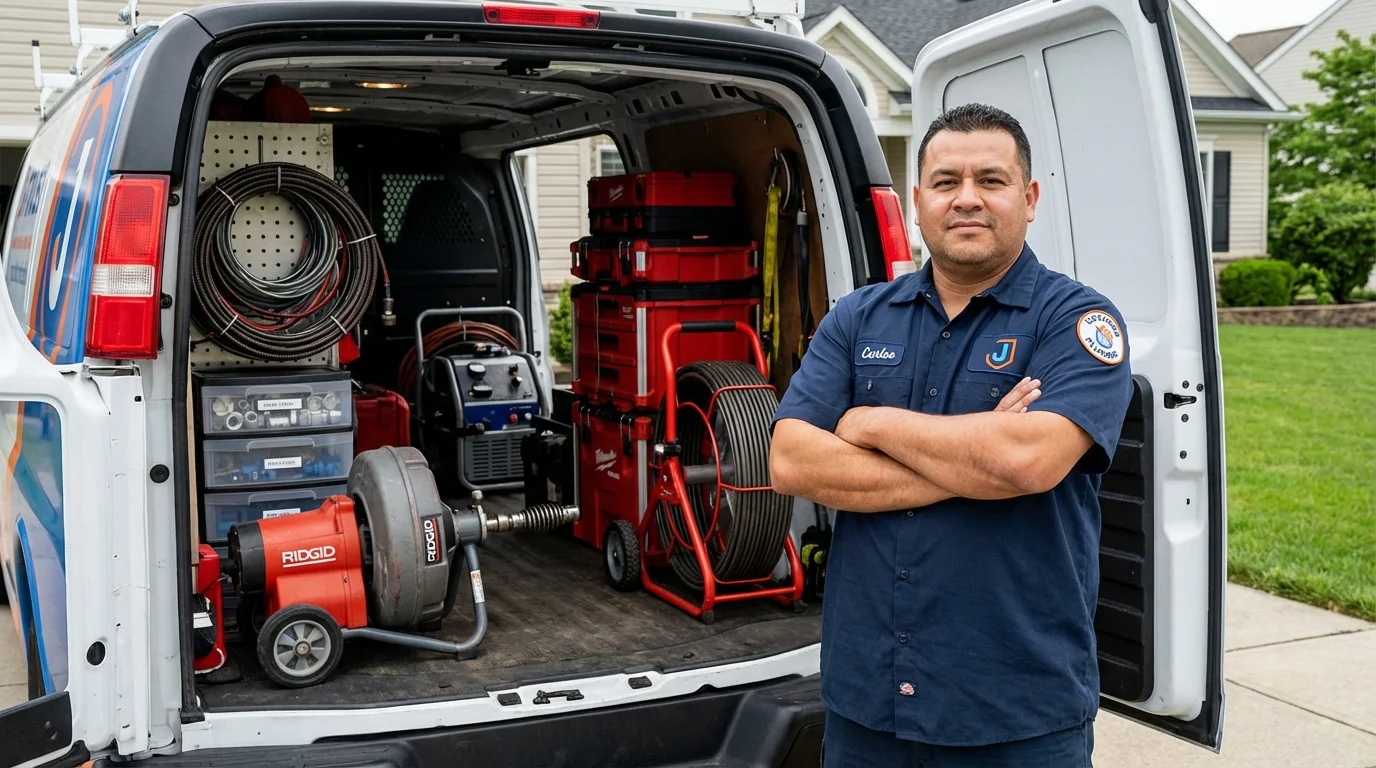 Professional drain cleaning equipment and Johns Plumbing LLC plumber in Ridgeland
