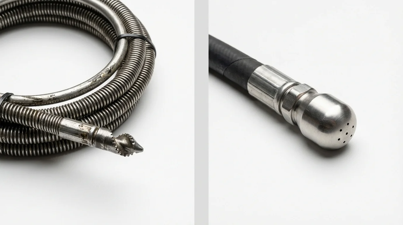 Drain snake cable and hydro jetting nozzle used for drain cleaning in Ridgeland, SC