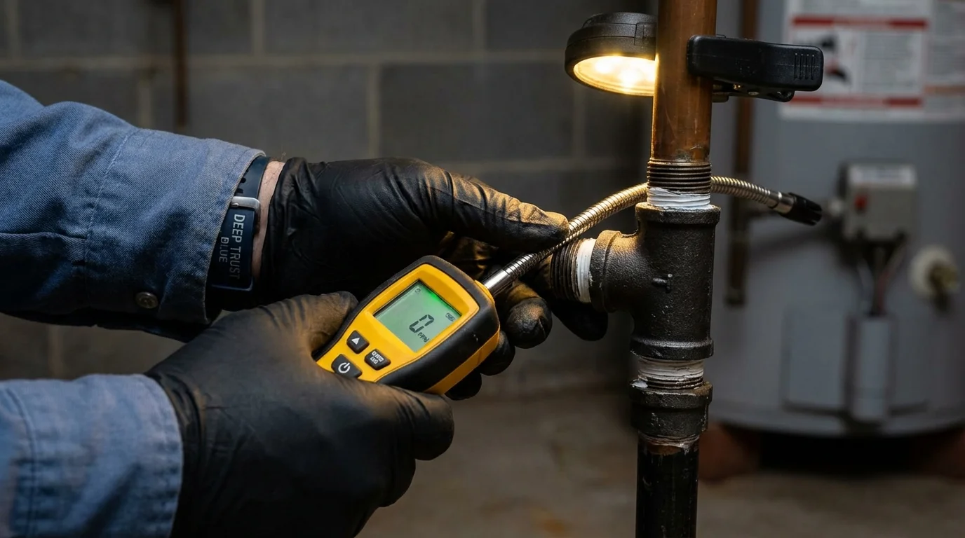 Gas leak detection with electronic sniffer by Johns Plumbing LLC in Ridgeland